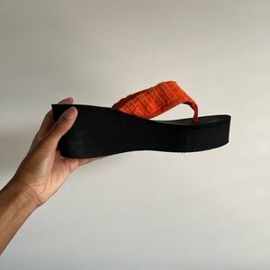 Orange wedge flip flops- worn twice